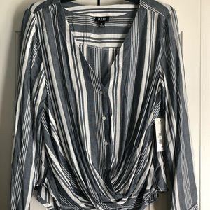 Ana Navy lightweight button up top size large